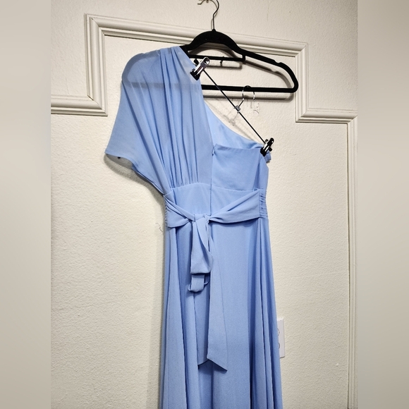 Lulus Cultivated Charm Powder Blue One-Shoulder Maxi Dress S Wedding Party Prom - Picture 10 of 12